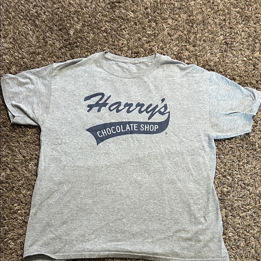 Gray T-Shirt with Harry's Chocolate Shop Logo